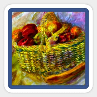 Basket With Fruit Impasto Painting Sticker